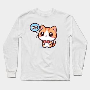 Cute Kitten Wearing a Bow Tie Saying No Long Sleeve T-Shirt